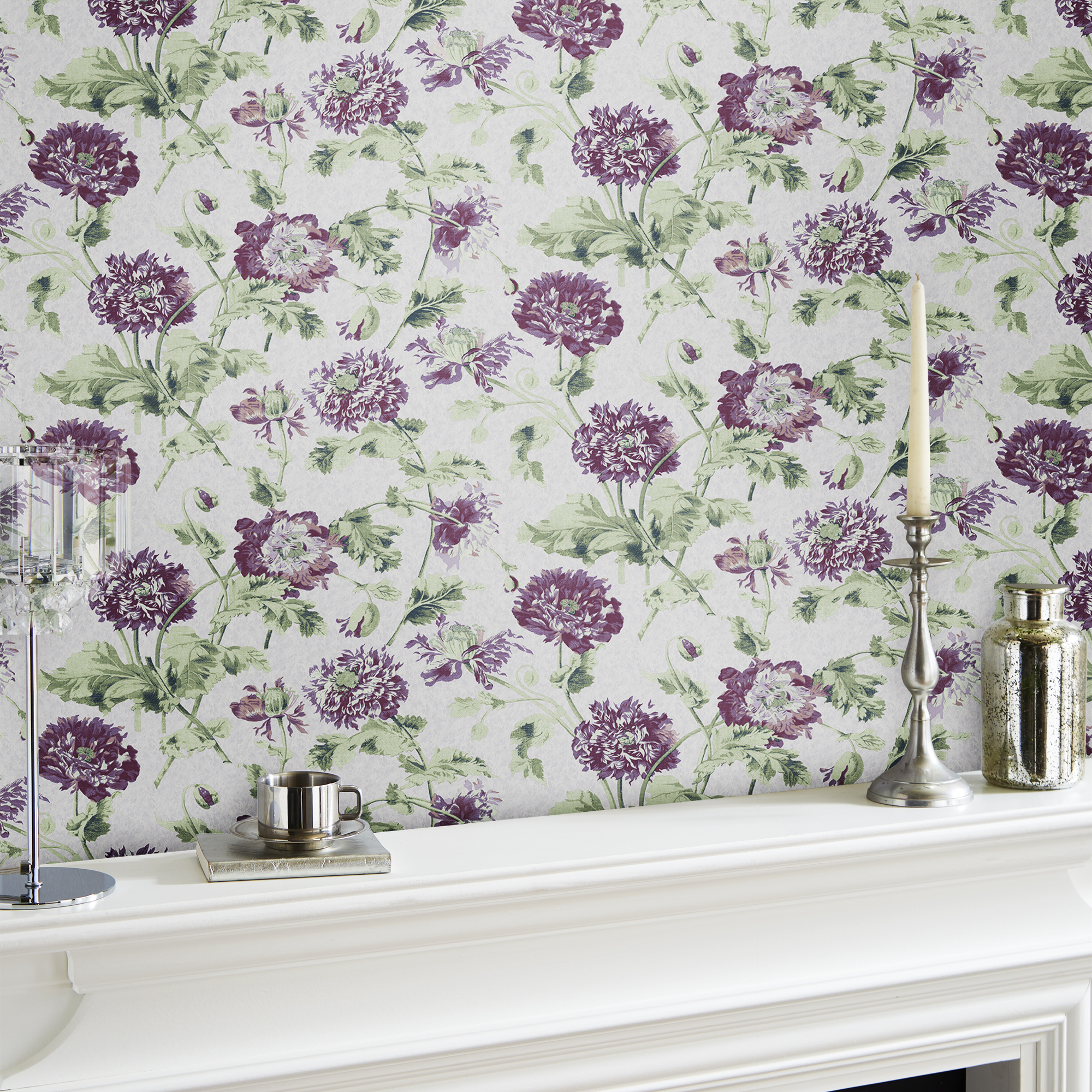 Hepworth Floral Wallpaper 115268 By Laura Ashley In Grape Purple